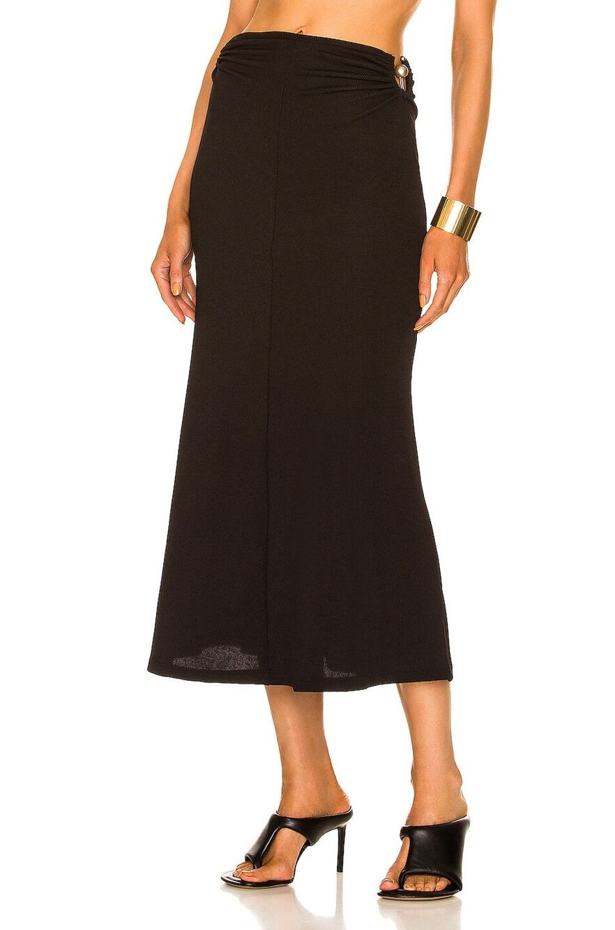 Christopher Esber Ruched Black Orbit Midi Skirt Size 4